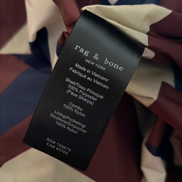 NWT rag & bone Elliot High Pile Sherpa Shirt Jacket in Burgundy Print - Picture 14 of 15